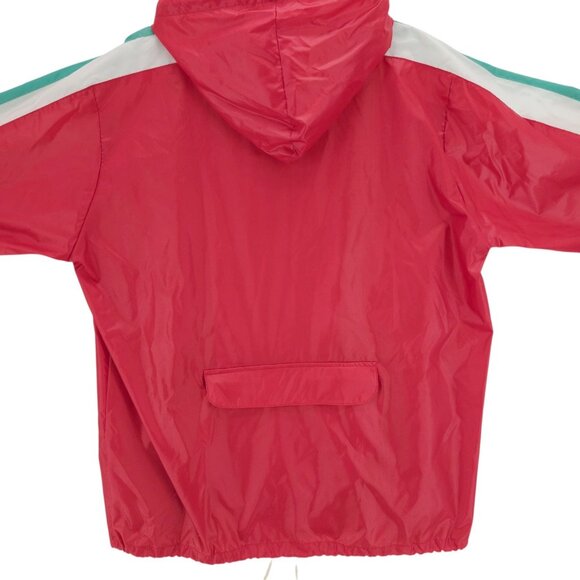 LACOSTE IZOD Vintage DEADSTOCK Jacket Hooded Windbreaker Red Green Stripe LARGE - Picture 4 of 11